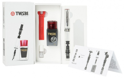 Набор: Перьевая ручка TWSBI ECO, Прозрачный, + Чернила 18 мл, Черный