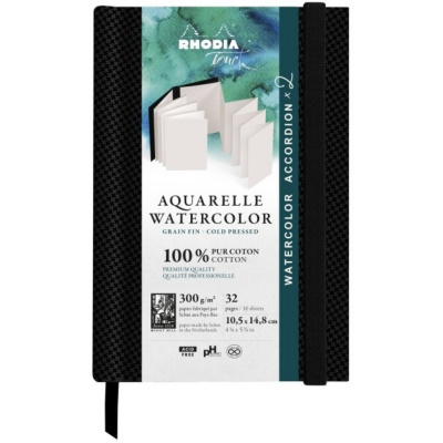 Скетчбук для акварели RHODIA TOUCH WATERCOLOR, Cold press, A6, 300 г, Хлопок, Black/Черный