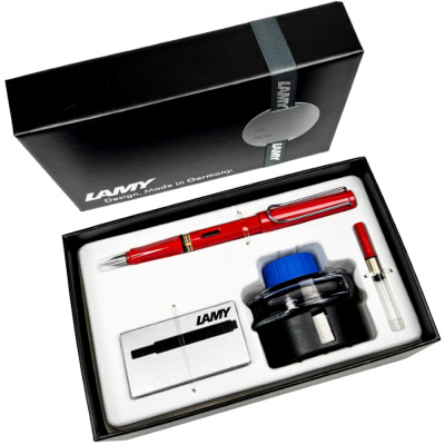 Набор LAMY SAFARI, Red/Красный (перьевая ручка + картриджи + чернила + конвертер)