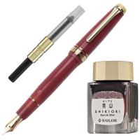 Набор SAILOR: перьевая ручка PRO GEAR SLIM JAPANESE SWEETS, Nerikiri/Темно-розовый, GT 14K, + Чернила SHIKIORI, Okuyama
