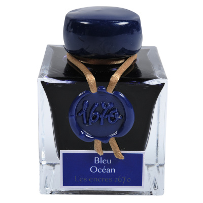 Чернила HERBIN PRESTIGE 1670, Bleu Ocean/Синий с золотыми блестками