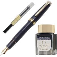 Набор SAILOR: перьевая ручка PRO GEAR SLIM JAPANESE SWEETS, Tsukimi Dango/Темно-синий, GT 14K, + Чернила SHIKIORI, Yonaga