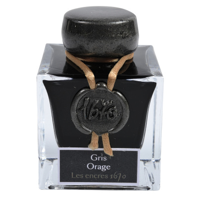 Чернила HERBIN PRESTIGE 1670, Gris Orage/Серый с золотыми блестками
