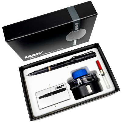Набор LAMY SAFARI, Steel black/Стальной черный (перьевая ручка + картриджи + чернила + конвертер)