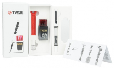 Набор: Перьевая ручка TWSBI ECO, Белый + Чернила 18 мл, Черный