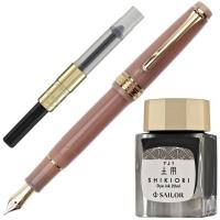 Набор SAILOR: перьевая ручка PRO GEAR SLIM JAPANESE SWEETS, Manju/Розово-бежевый, GT 14K, + Чернила SHIKIORI, Doyou