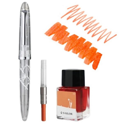 Набор SAILOR: перьевая ручка PROFIT JUNIOR GOLF, RT steel nib, Прозрачный + Чернила HARAPPA