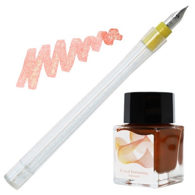 Набор SAILOR: перьевая ручка-макалка HOCORO, Calligraphy steel nib 40° + Чернила DIPTON, Coral Humming