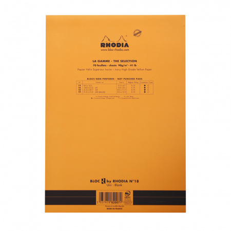 Блокнот RHODIA BASICS "LE R" №18, A4, 90 г, Orange/Оранжевый