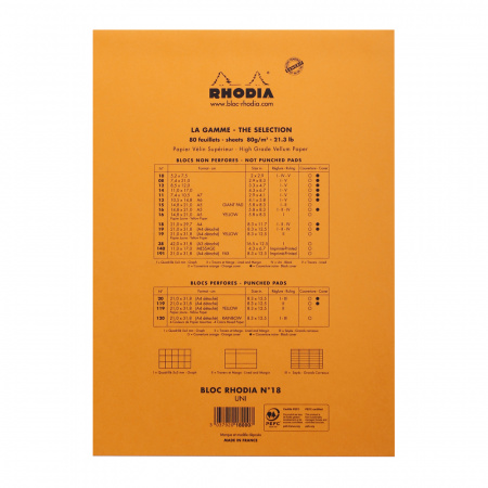 Блокнот RHODIA BASICS №18, A4, 80 г, Orange/Оранжевый