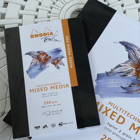 Скетчбук для смешанных техник RHODIA TOUCH MIXED MEDIA, А5+, 250 г, Black/Черный
