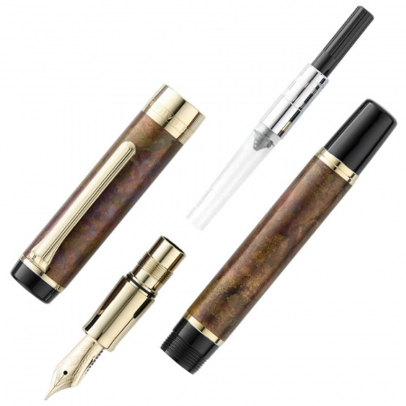 Ручка перьевая SAILOR CYLINT PATINA STAINLESS, Gold IP 21K, Brown/Коричневый