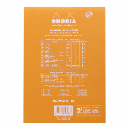 Блокнот RHODIA BASICS №16, A5, 80 г, Orange/Оранжевый