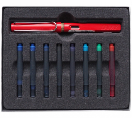 Набор LAMY SAFARI, Red/Красный (перьевая ручка + картриджи)