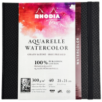 Скетчбук для акварели RHODIA TOUCH WATERCOLOR, Hot press, 21х21 см, 300 г, Хлопок, Black/Черный