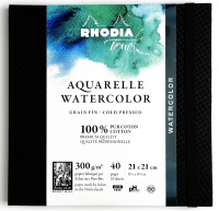 Скетчбук для акварели RHODIA TOUCH WATERCOLOR, Cold press, 21х21 см, 300 г, Хлопок, Black/Черный