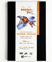 Скетчбук для смешанных техник RHODIA TOUCH MIXED MEDIA, А6+, 250 г, Black/Черный, Портрет
