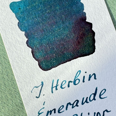 Чернила HERBIN PRESTIGE 1670, Emeraude de Chivor/Сине-зеленый с золотыми блестками