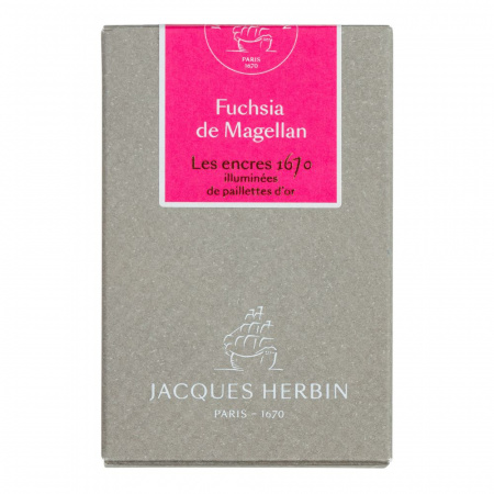 Чернила HERBIN PRESTIGE 1670, Fuchsia de Magellan/Розовый с золотыми блестками