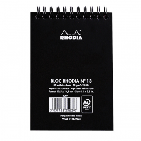 Блокнот RHODIA CLASSIC, A6, 80 г, Black/Черный