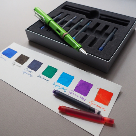 Набор LAMY SAFARI, Green/Зеленый (перьевая ручка + картриджи)