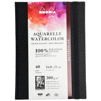 Скетчбук для акварели RHODIA TOUCH WATERCOLOR, Hot press, A5, 300 г, Хлопок, Black/Черный