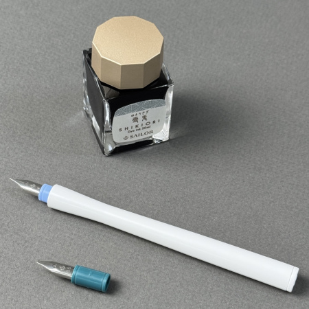 Перьевая ручка-макалка с 2 перьями SAILOR HOCORO, Steel nib, White/Белый