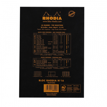 Блокнот RHODIA BASICS №16, A5, 80 г, Black/Черный