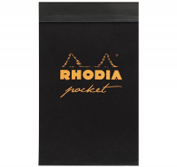 Карманный блокнот RHODIA CLASSIC POCKET, 7,5х12 см, 80 г, Black/Черный, Клетка