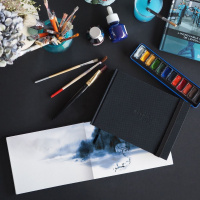 Скетчбук для акварели RHODIA TOUCH WATERCOLOR, Hot press, A6, 300 г, Хлопок, Black/Черный