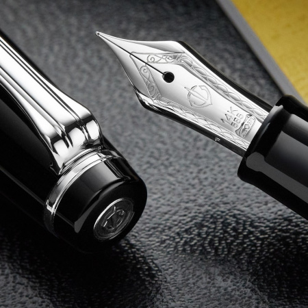 Ручка перьевая SAILOR PRO GEAR SLIM SILVER TRIM, RT 14K, Black/Черный