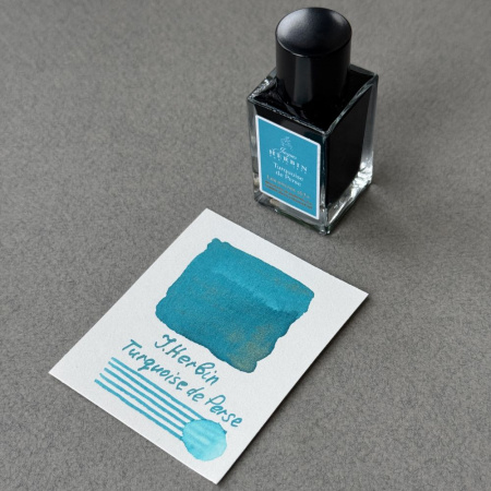 Чернила HERBIN PRESTIGE 1670, Turquoise de Perse/Бирюзовый с золотыми блестками