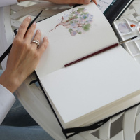 Скетчбук для акварели RHODIA TOUCH WATERCOLOR, Hot press, 21х21 см, 300 г, Хлопок, Black/Черный