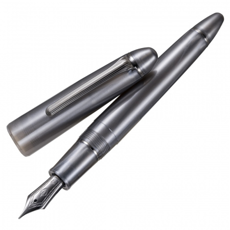 Ручка перьевая SAILOR 1911L RINGLESS METALLIC, IP 21K black, Simply gray/Серый