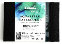 Скетчбук для акварели RHODIA TOUCH WATERCOLOR, Cold press, A6, 300 г, Хлопок, Black/Черный