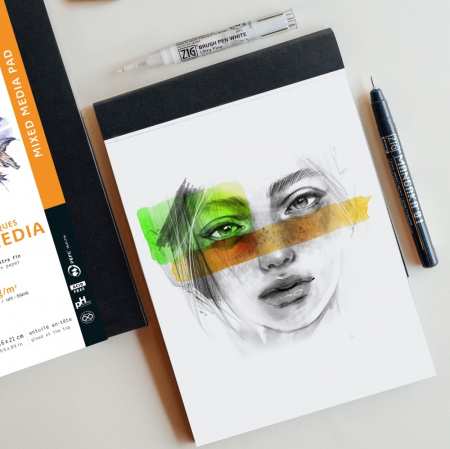 Скетчбук для смешанных техник RHODIA TOUCH MIXED MEDIA, А6+, 250 г, Black/Черный