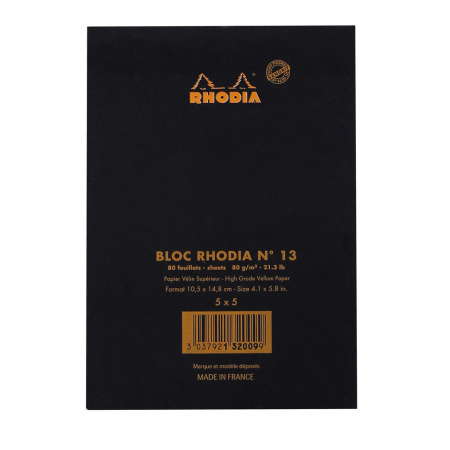 Блокнот RHODIA BASICS №13, A6, 80 г, Black/Черный