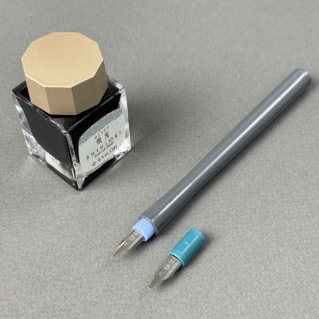 Перьевая ручка-макалка с 2 перьями SAILOR HOCORO, Steel nib, Gray/Серый