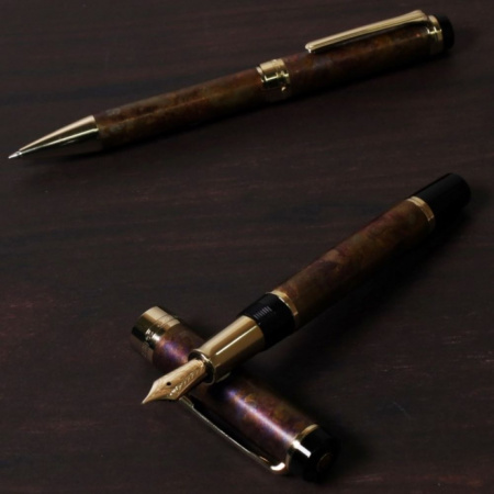 Ручка перьевая SAILOR CYLINT PATINA STAINLESS, Gold IP 21K, Brown/Коричневый