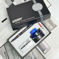 Набор LAMY SAFARI, Steel black/Стальной черный (перьевая ручка + картриджи + чернила + конвертер)