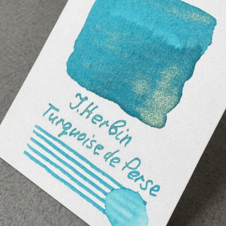 Чернила HERBIN PRESTIGE 1670, Turquoise de Perse/Бирюзовый с золотыми блестками