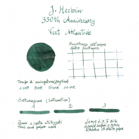 Чернила HERBIN PRESTIGE 350, Vert Atlantide/Зеленый с серебряными и золотыми блестками