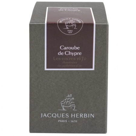Чернила HERBIN PRESTIGE 1670, Caroube de Chypre/Коричневый с золотыми блестками
