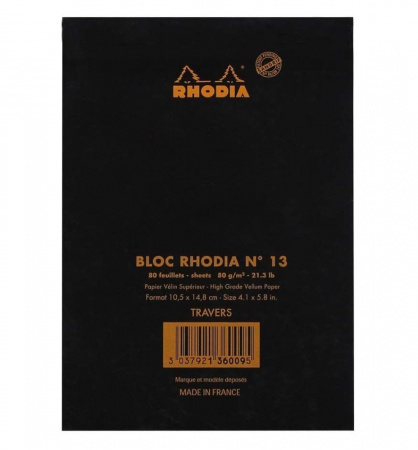 Блокнот RHODIA BASICS №13, A6, 80 г, Black/Черный