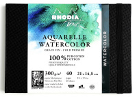 Скетчбук для акварели RHODIA TOUCH WATERCOLOR, Cold press, A5, 300 г, Хлопок, Black/Черный, Пейзаж