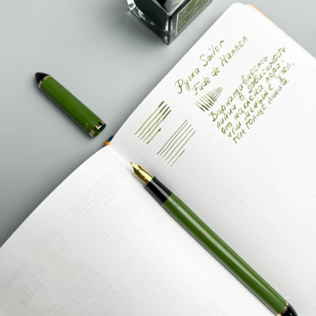 Ручка перьевая SAILOR FUDE DE MANNEN, GT сalligraphy steel nib 55°, Green/Зеленый