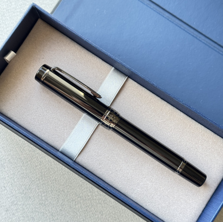 Ручка перьевая SAILOR CYLINT STAINLESS, Black IP 21K, Black/Черный