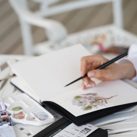 Скетчбук для акварели RHODIA TOUCH WATERCOLOR, Hot press, 21х21 см, 300 г, Хлопок, Black/Черный