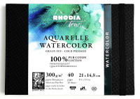 Скетчбук для акварели RHODIA TOUCH WATERCOLOR, Cold press, A5, 300 г, Хлопок, Black/Черный