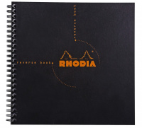 Блокнот RHODIA CLASSIC REVERSE BOOK, 21х21 см, 80 г, Black/Черный, Клетка